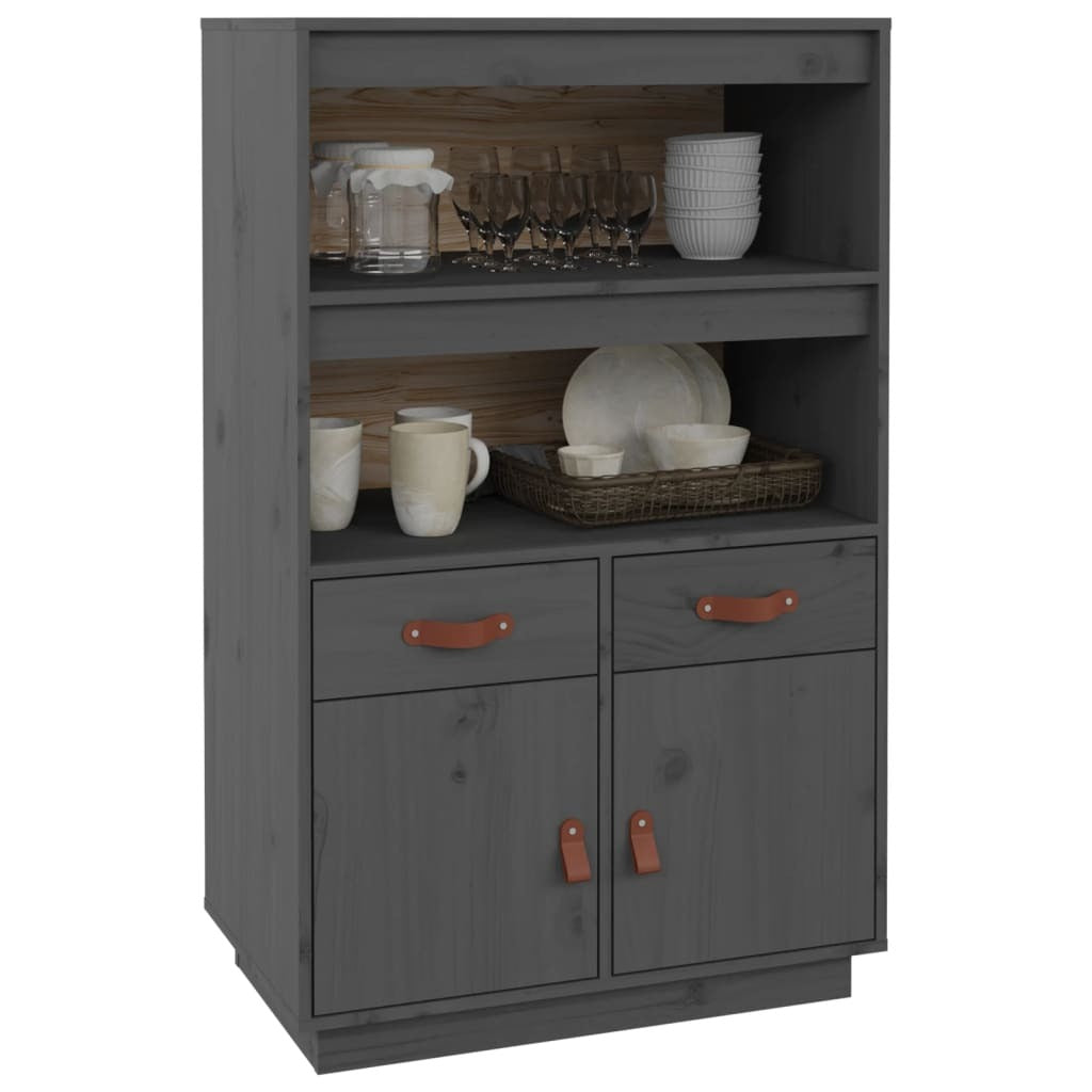 Highboard Grey 67x40x108.5 cm Solid Wood Pine