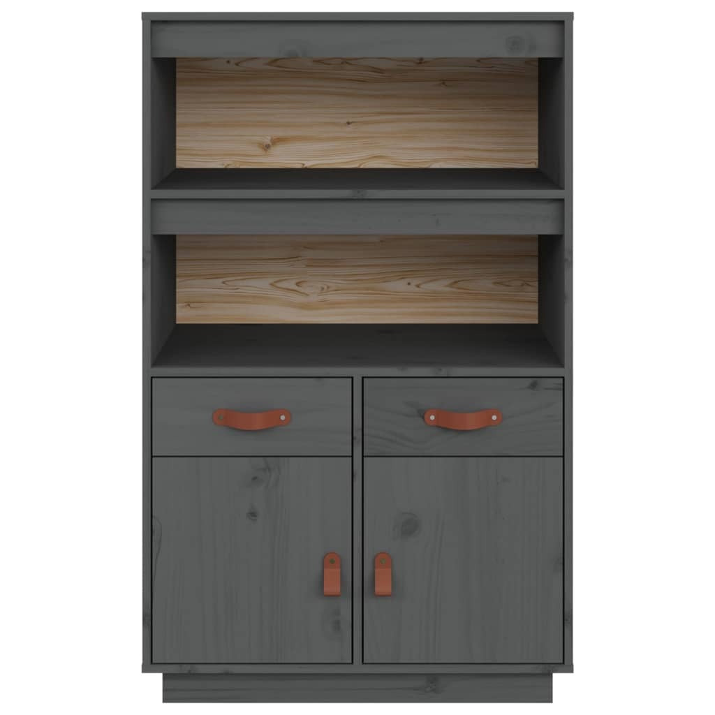 Highboard Grey 67x40x108.5 cm Solid Wood Pine