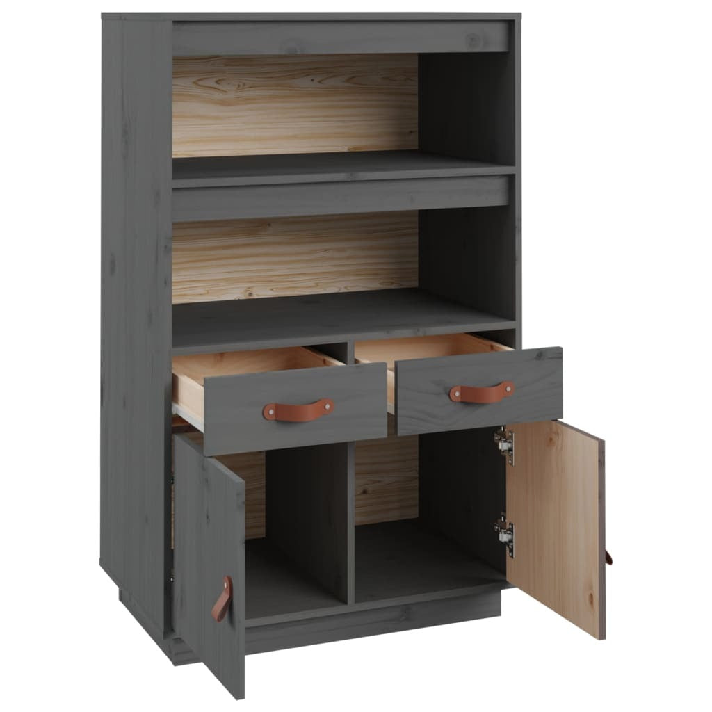 Highboard Grey 67x40x108.5 cm Solid Wood Pine