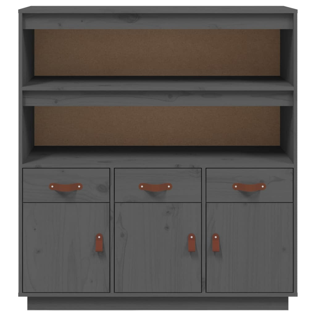 Highboard Grey 100x40x108.5 cm Solid Wood Pine