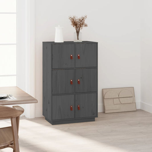 Highboard Grey 67x40x108.5 cm Solid Wood Pine
