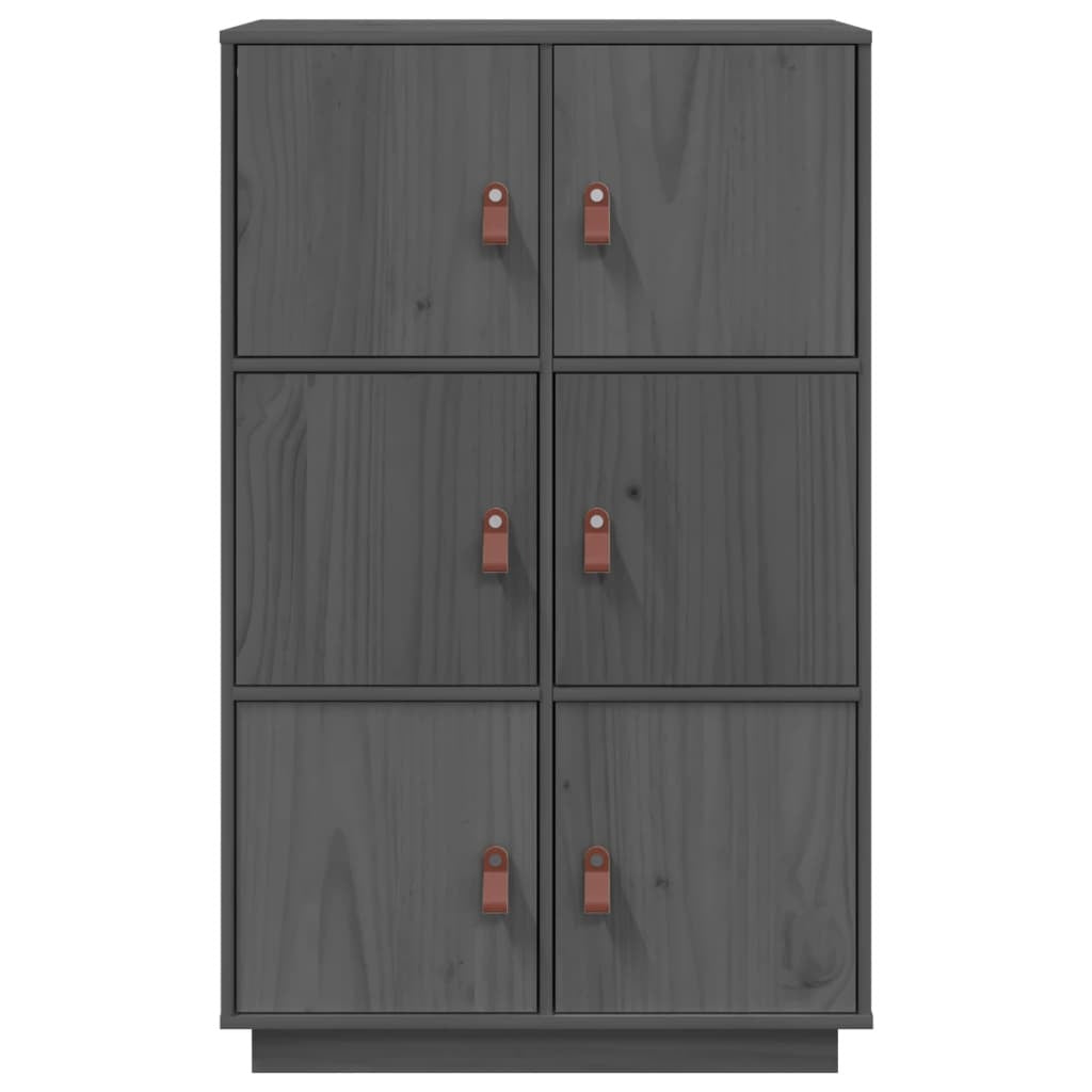 Highboard Grey 67x40x108.5 cm Solid Wood Pine