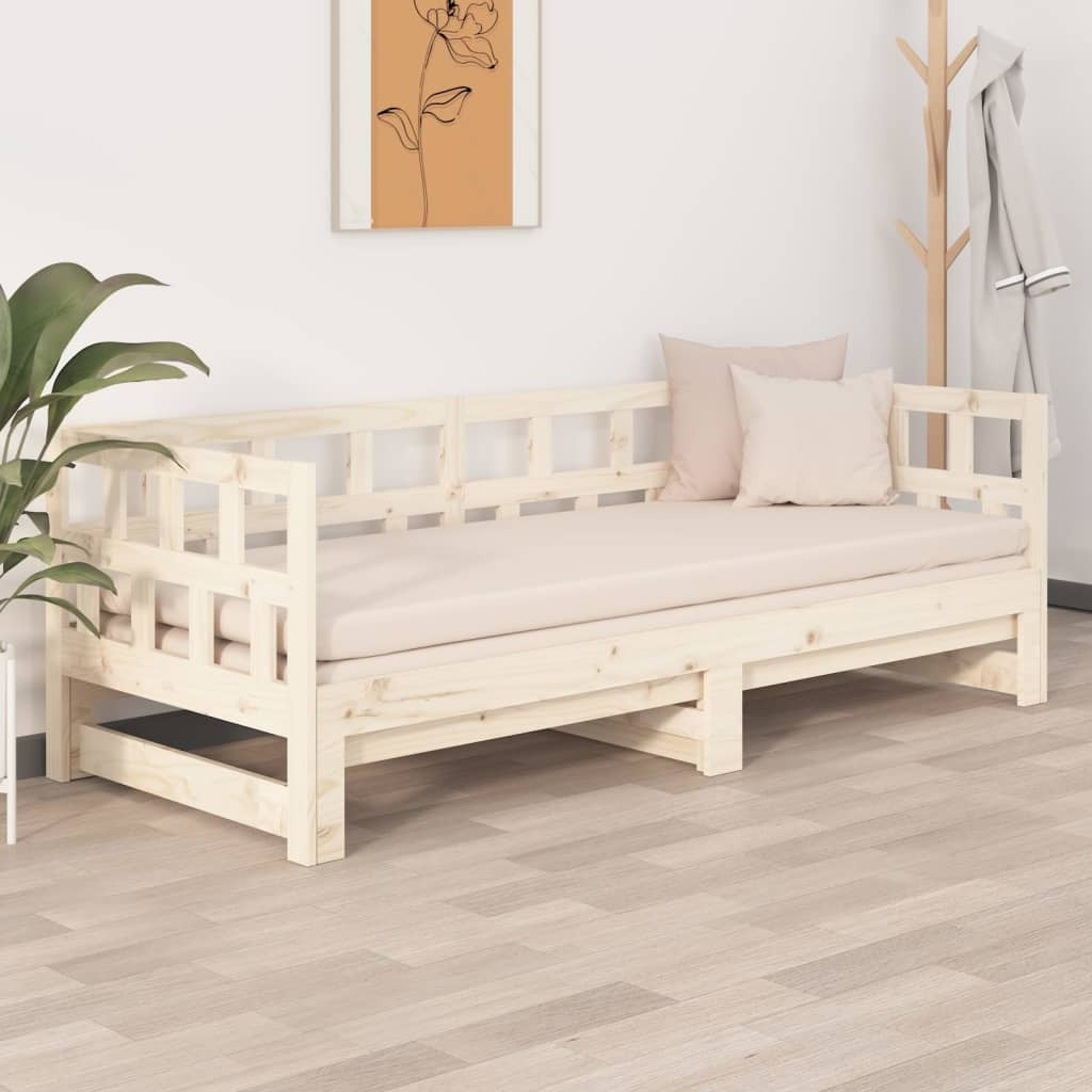 Pull-out Day Bed without Mattress Solid Wood Pine 2x(90x200) cm