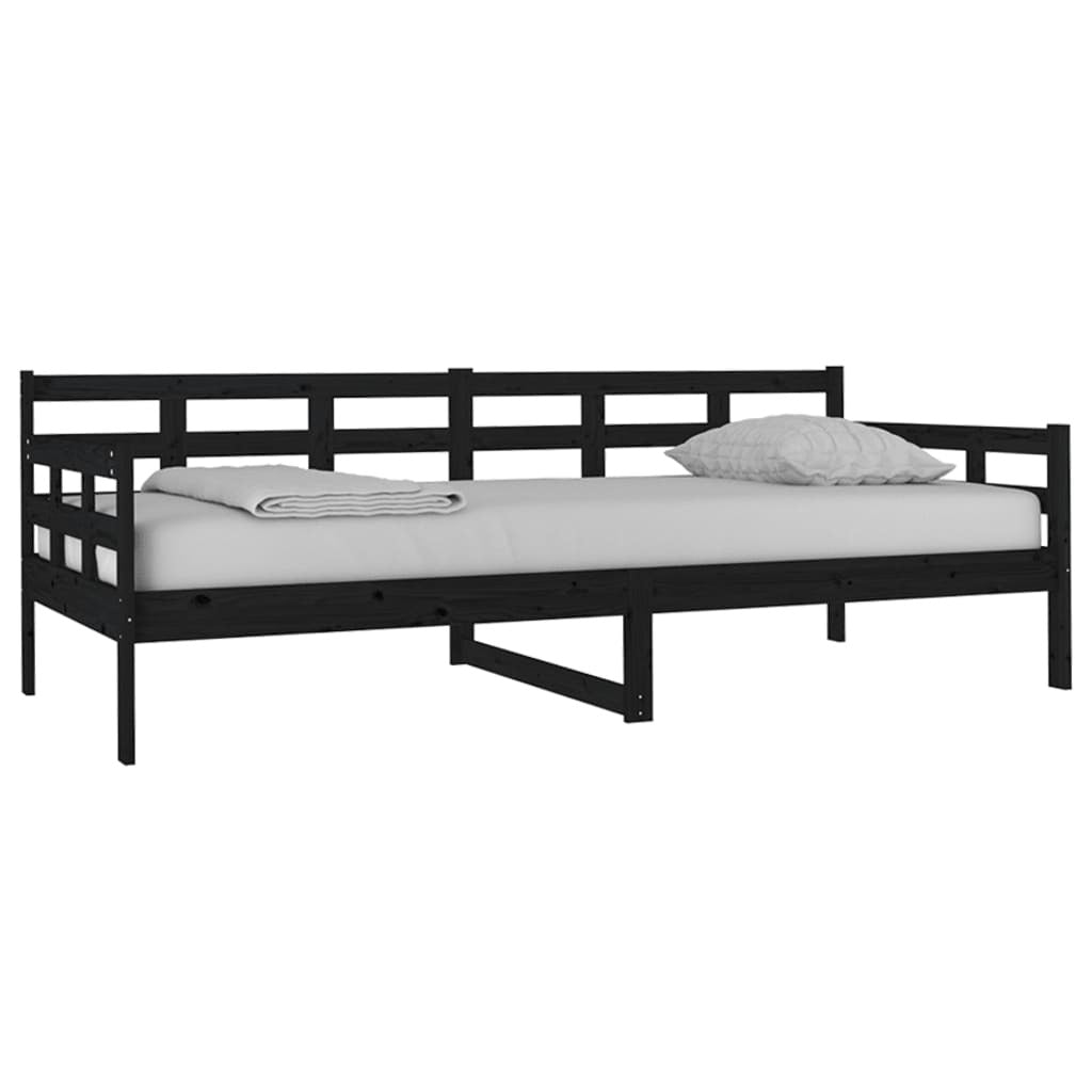 Day Bed Black Solid Wood Pine 90x200 cm