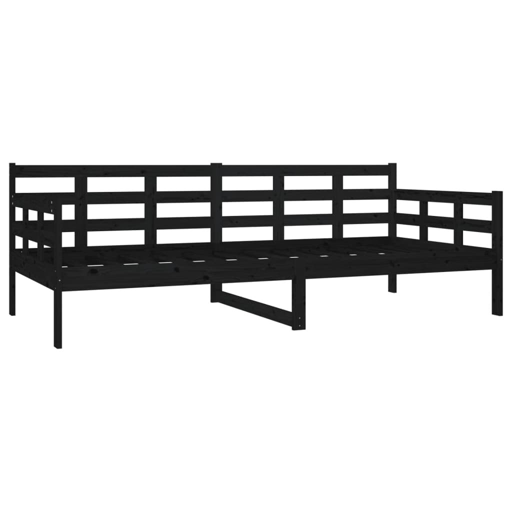 Day Bed Black Solid Wood Pine 90x200 cm