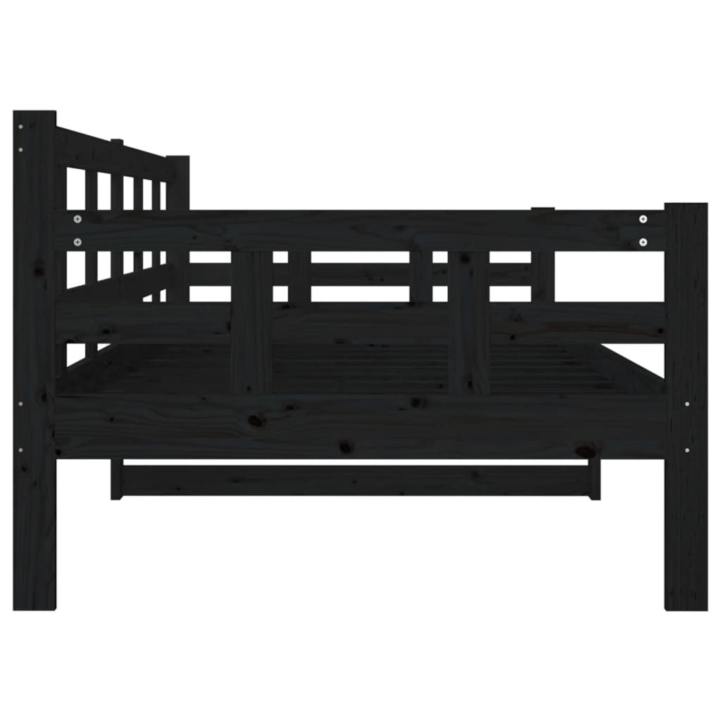 Day Bed Black Solid Wood Pine 90x200 cm