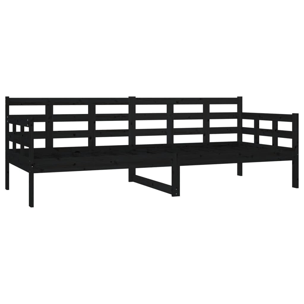 Day Bed Black Solid Wood Pine 80x200 cm