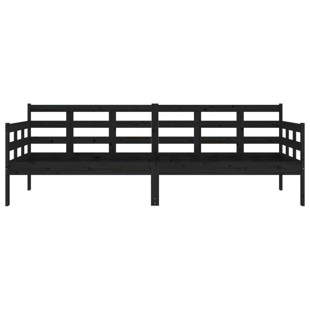 Day Bed Black Solid Wood Pine 80x200 cm