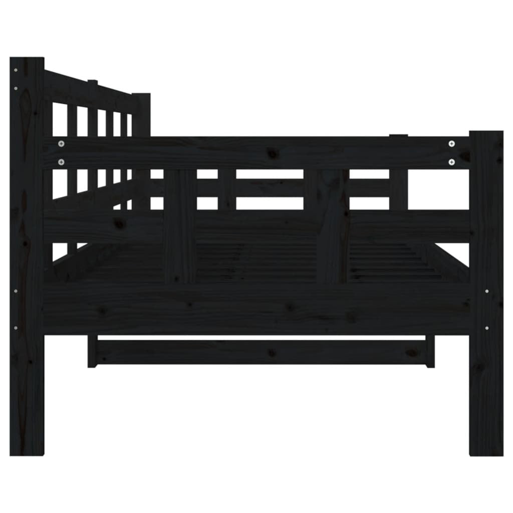 Day Bed Black Solid Wood Pine 80x200 cm