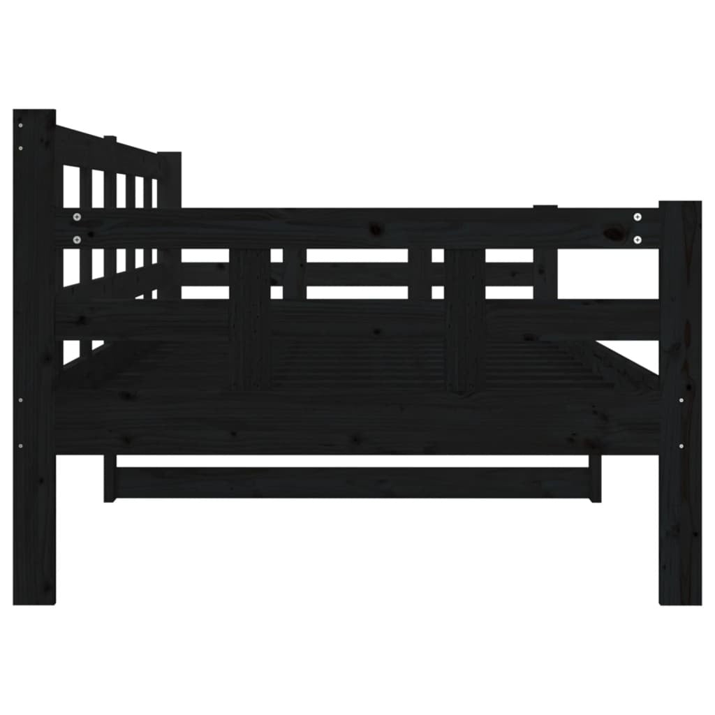 Day Bed without Mattress Black Solid Wood Pine 90x190 cm Single