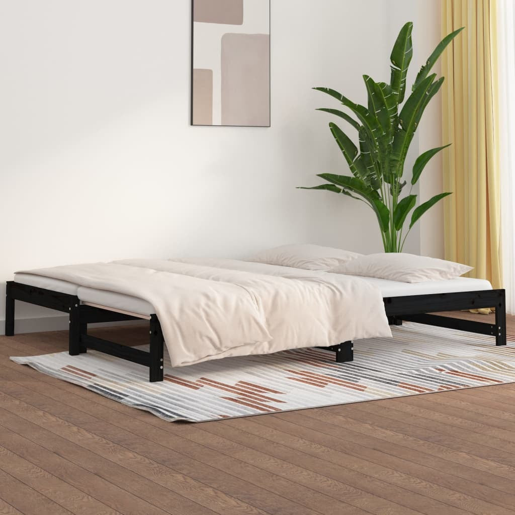 Pull-out Day Bed without Mattress Black 2x(90x200) cm