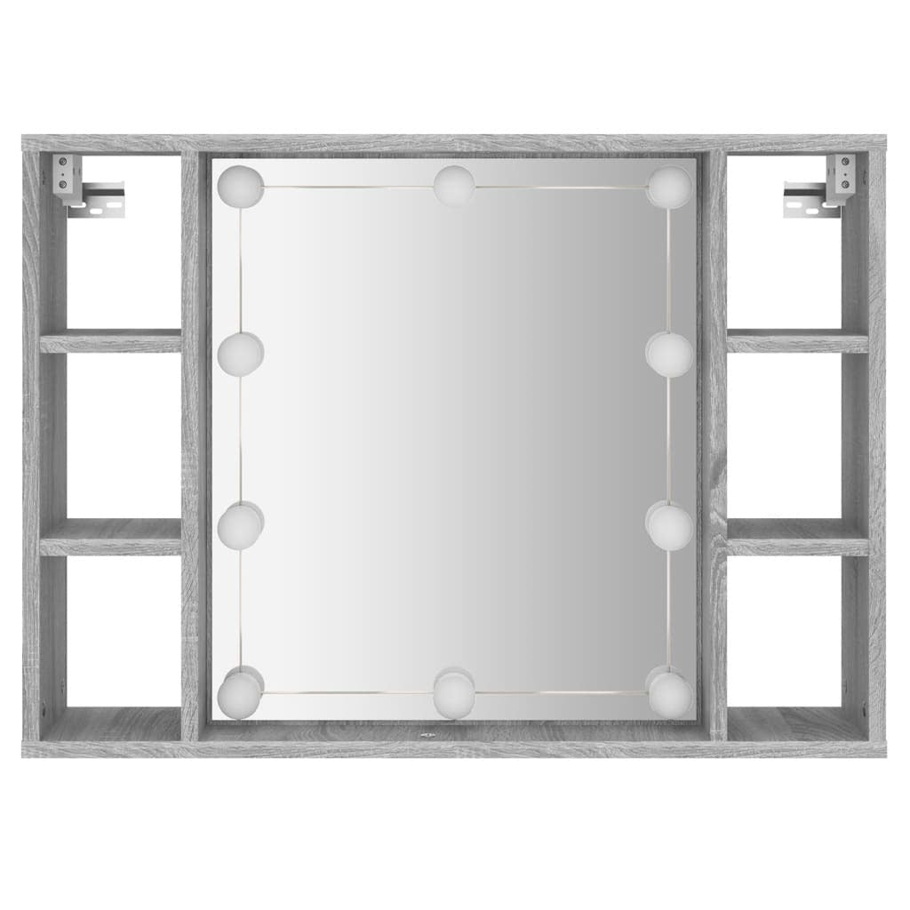Mirror Cabinet with LED Grey Sonoma 76x15x55 cm