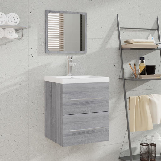 Bathroom Cabinet with Mirror Grey Sonoma 41x38.5x48 cm Engineered Wood