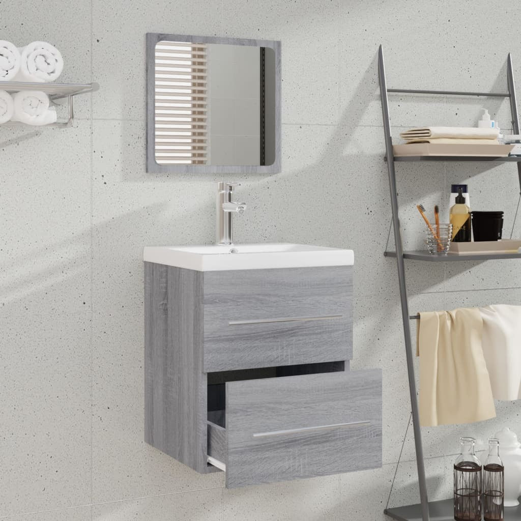 Bathroom Cabinet with Mirror Grey Sonoma 41x38.5x48 cm Engineered Wood