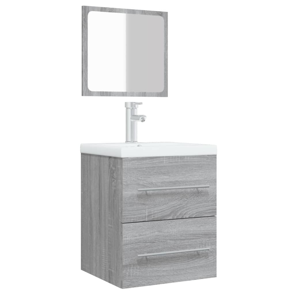 Bathroom Cabinet with Mirror Grey Sonoma 41x38.5x48 cm Engineered Wood