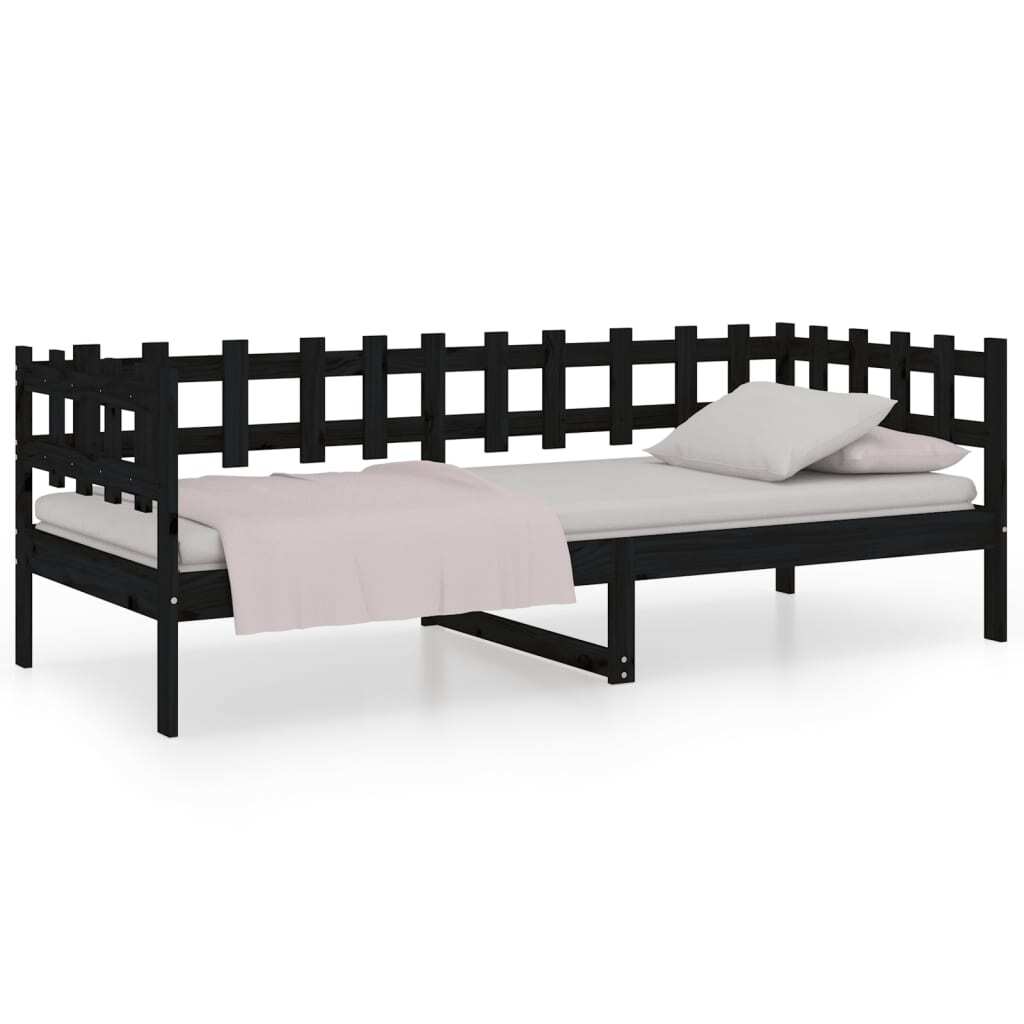 Day Bed Black 90x200 cm Solid Wood Pine