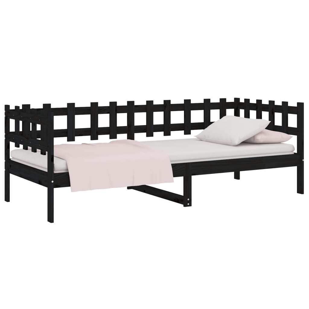 Day Bed Black 90x200 cm Solid Wood Pine