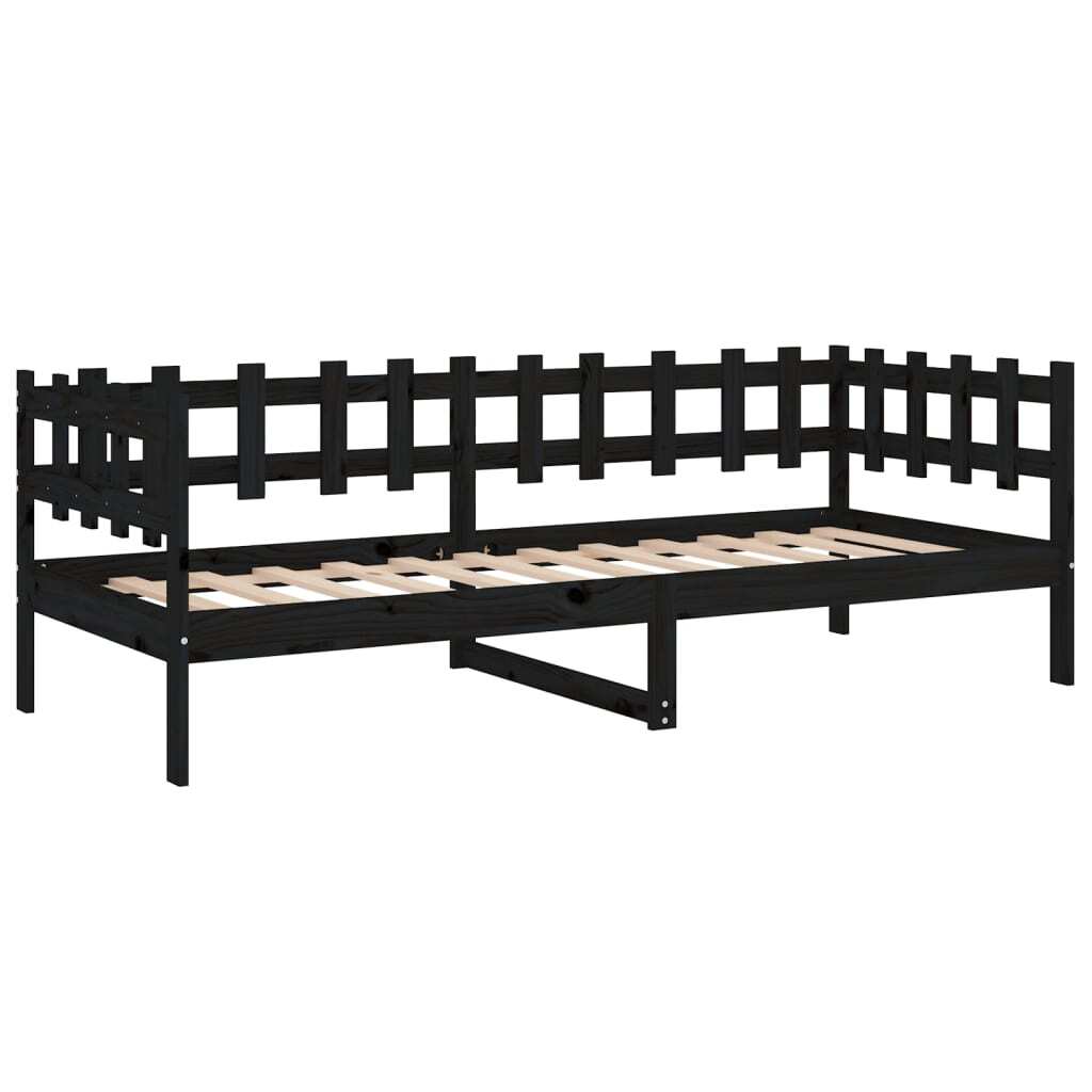 Day Bed Black 90x200 cm Solid Wood Pine