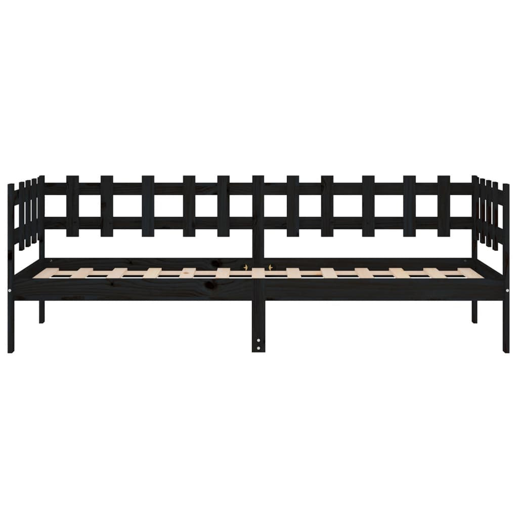 Day Bed Black 90x200 cm Solid Wood Pine