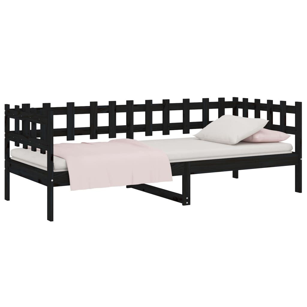 Day Bed Black 90x190 cm Solid Wood Pine