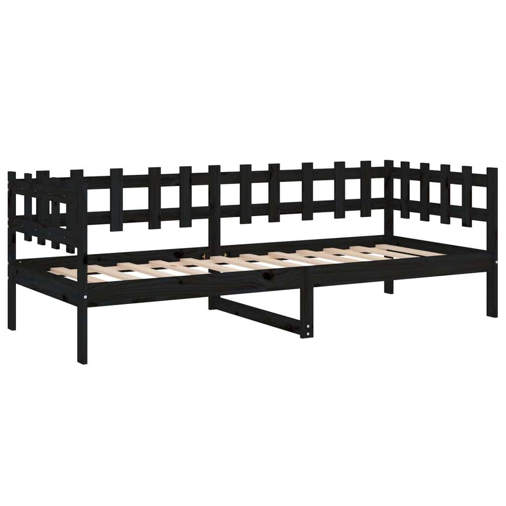 Day Bed Black 90x190 cm Solid Wood Pine