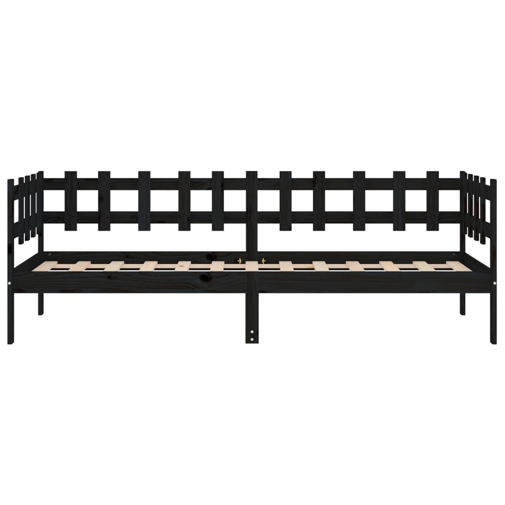 Day Bed Black 90x190 cm Solid Wood Pine