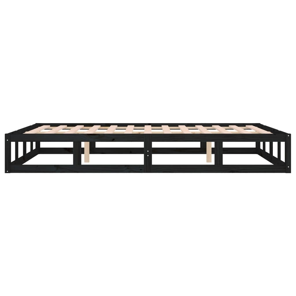 Bed Frame without Mattress Black 140x200 cm Solid Wood