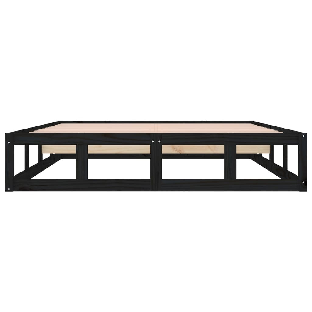 Bed Frame Black 180x200 cm Super King Size Solid Wood