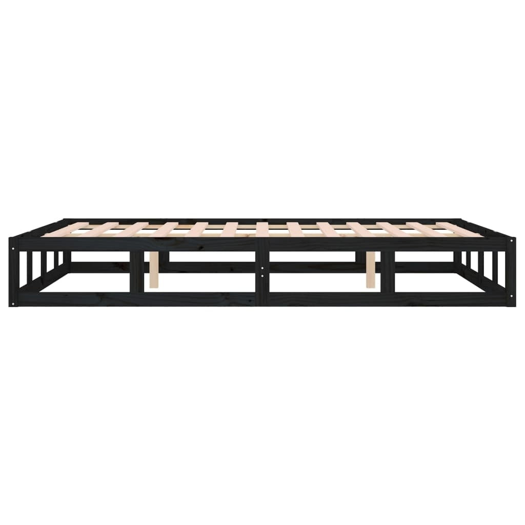 Bed Frame Black 180x200 cm Super King Size Solid Wood