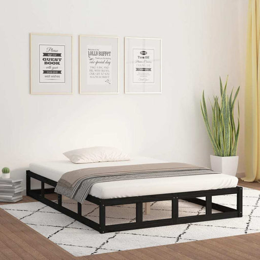 Bed Frame Black 140x190 cm Solid Wood