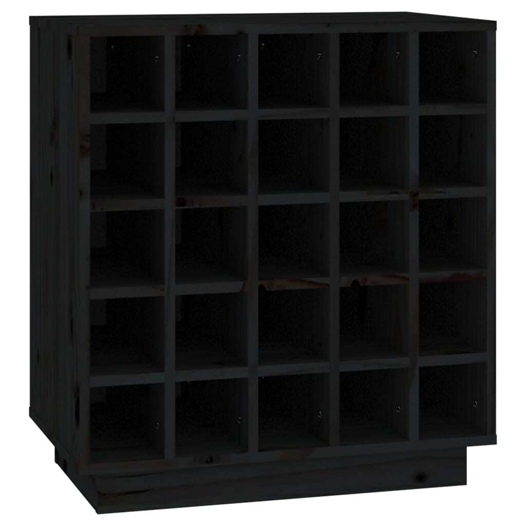 Wine Cabinet Black 55.5x34x61 cm Solid Wood Pine