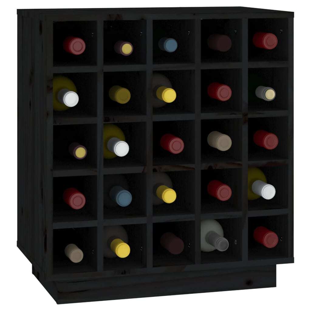 Wine Cabinet Black 55.5x34x61 cm Solid Wood Pine