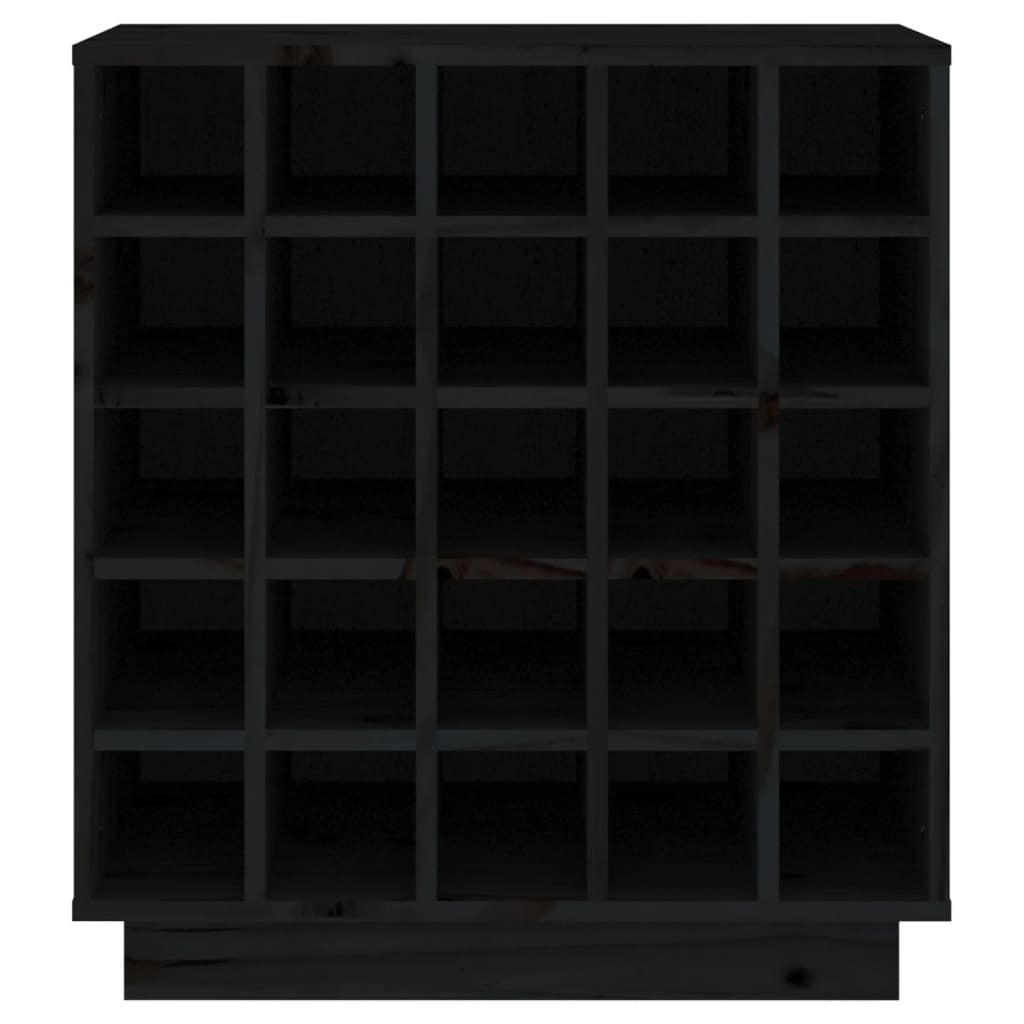 Wine Cabinet Black 55.5x34x61 cm Solid Wood Pine