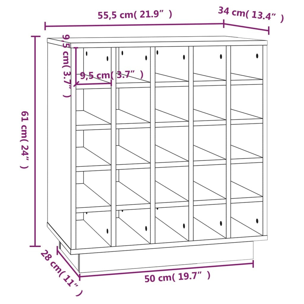 Wine Cabinet Black 55.5x34x61 cm Solid Wood Pine