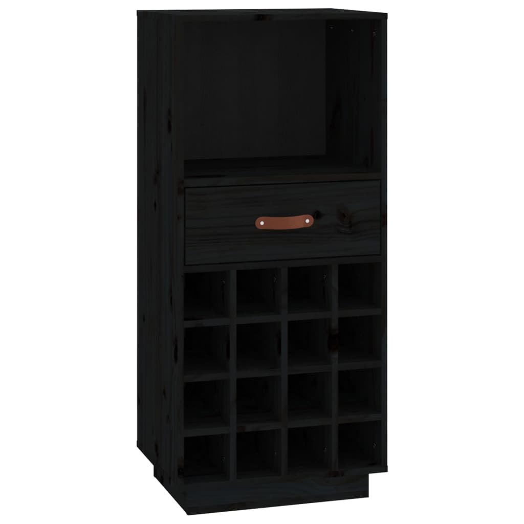 Wine Cabinet Black 45x34x100 cm Solid Wood Pine