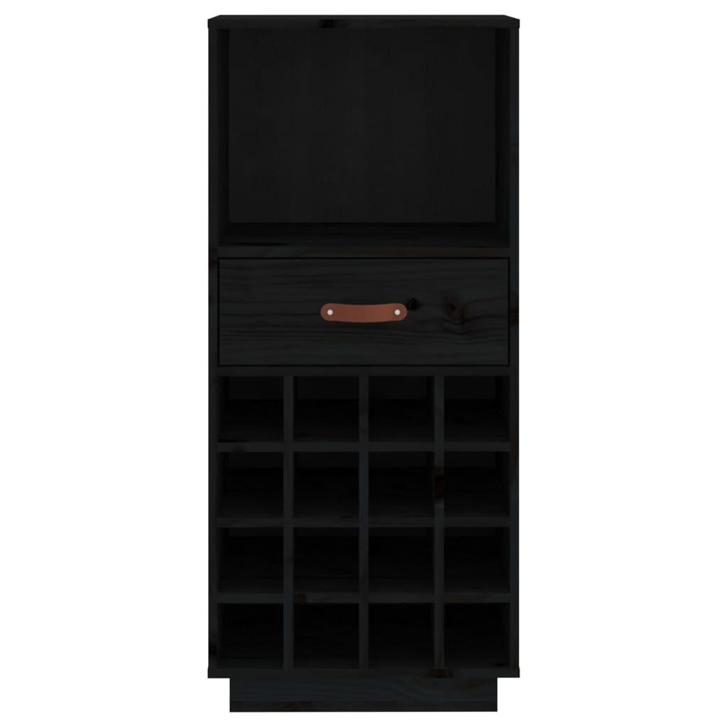 Wine Cabinet Black 45x34x100 cm Solid Wood Pine