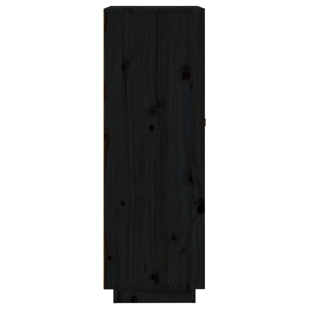 Wine Cabinet Black 45x34x100 cm Solid Wood Pine