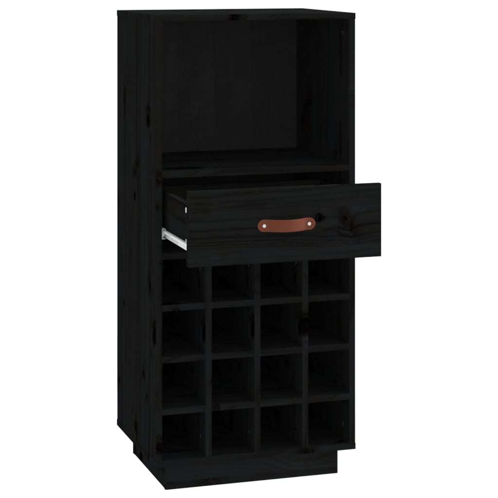 Wine Cabinet Black 45x34x100 cm Solid Wood Pine