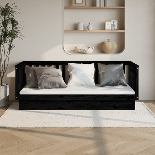 Day Bed Black 100x200 cm Solid Wood Pine