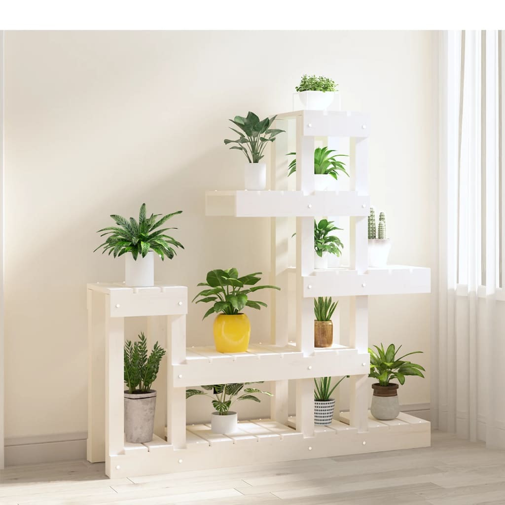 Plant Stand White 92x25x97 cm Solid Wood Pine