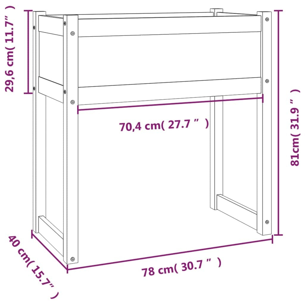 Planter Black 78x40x81 cm Solid Wood Pine