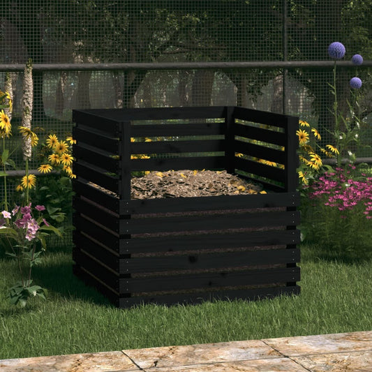 Composter Black 80x80x78 cm Solid Wood Pine