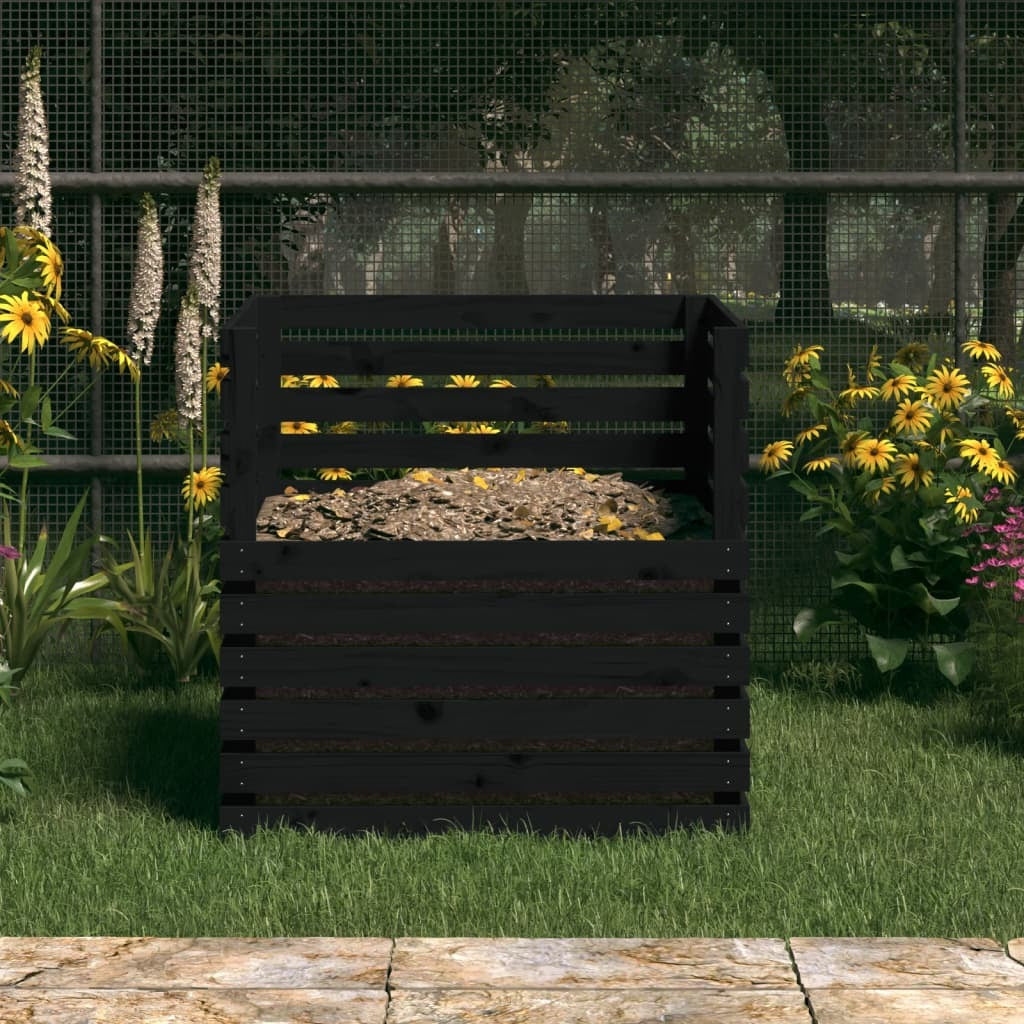 Composter Black 80x80x78 cm Solid Wood Pine