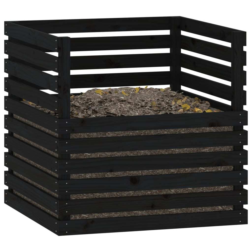 Composter Black 80x80x78 cm Solid Wood Pine