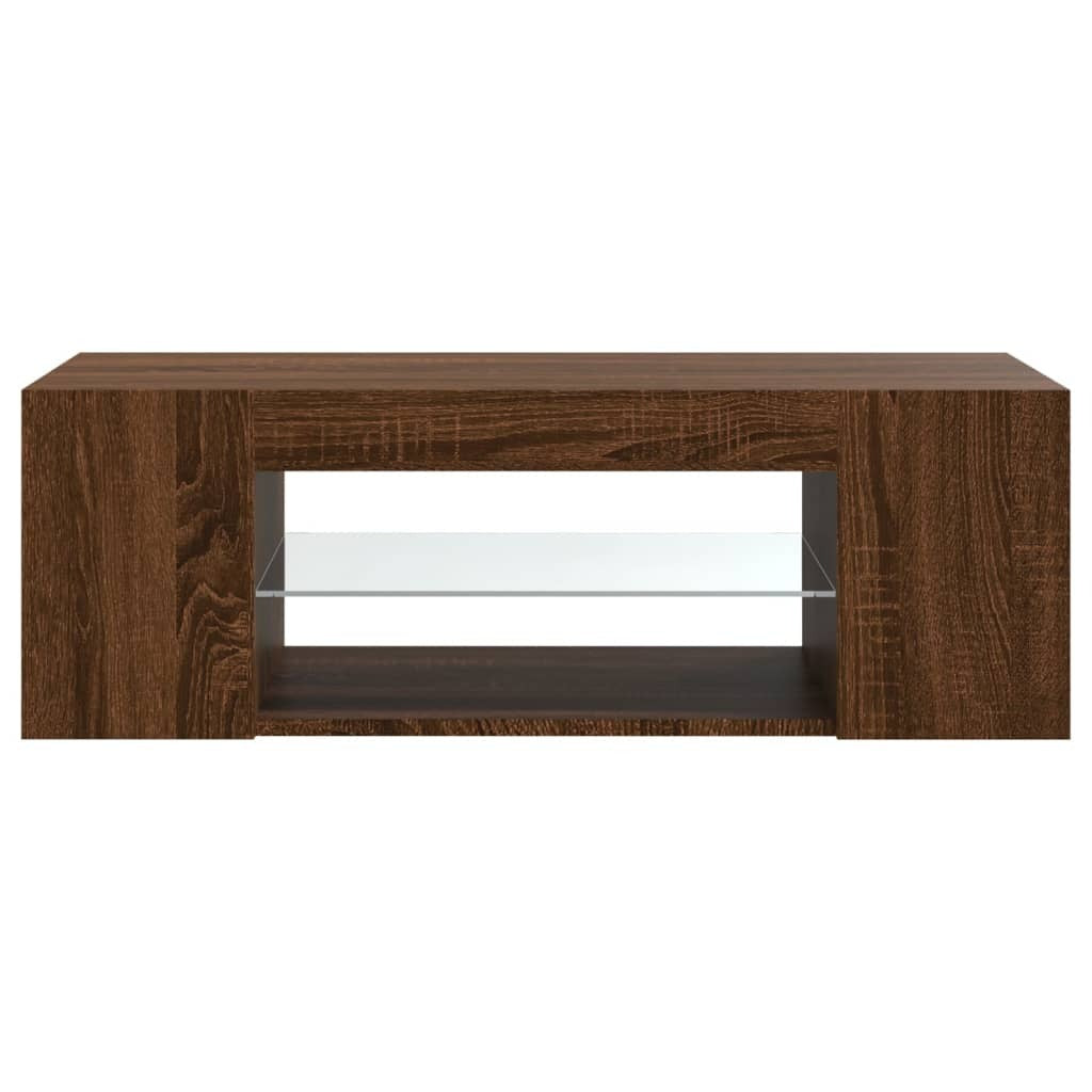 TV Cabinet with LED Lights Brown Oak 90x39x30 cm
