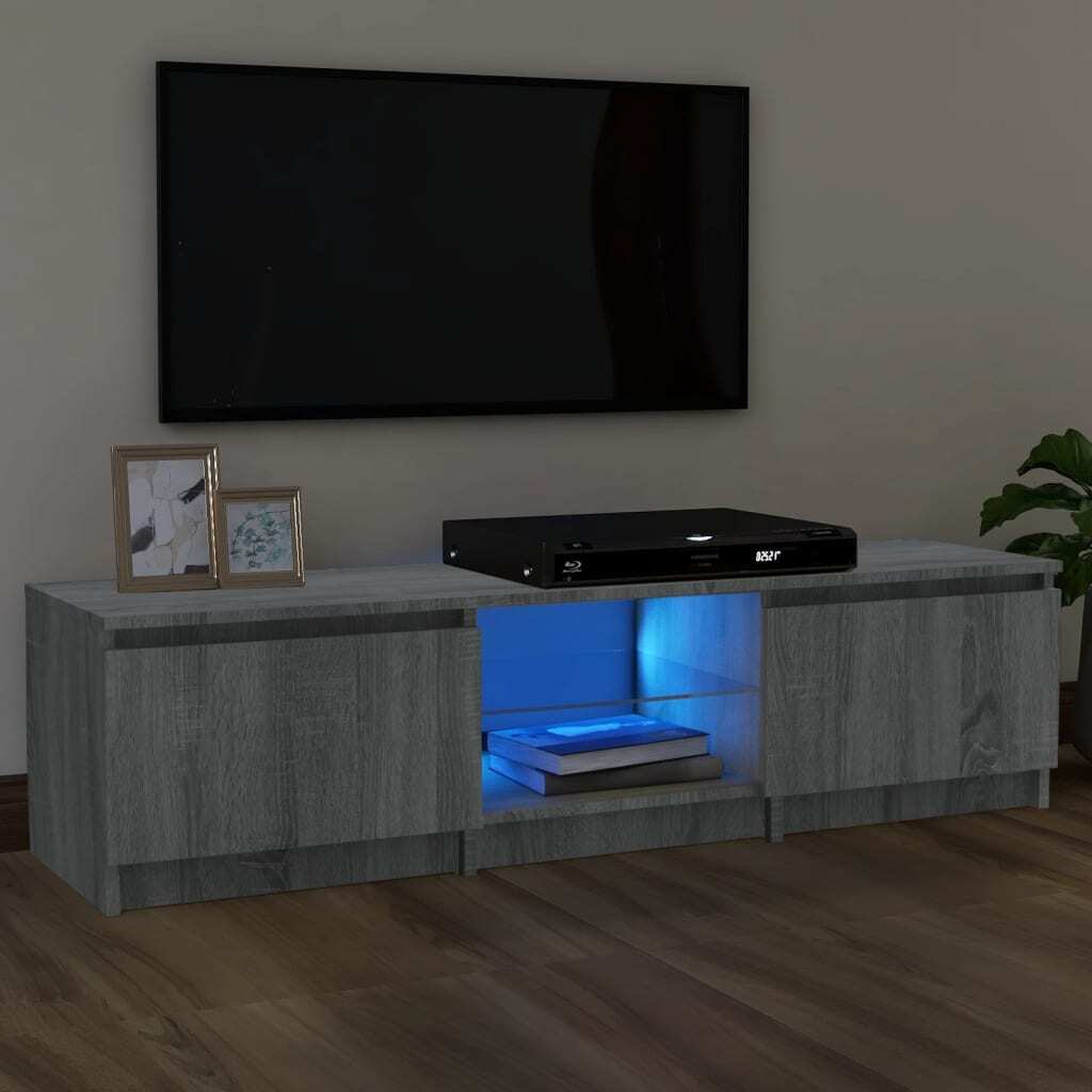 TV Cabinet with LED Lights Grey Sonoma 140x40x36 cm