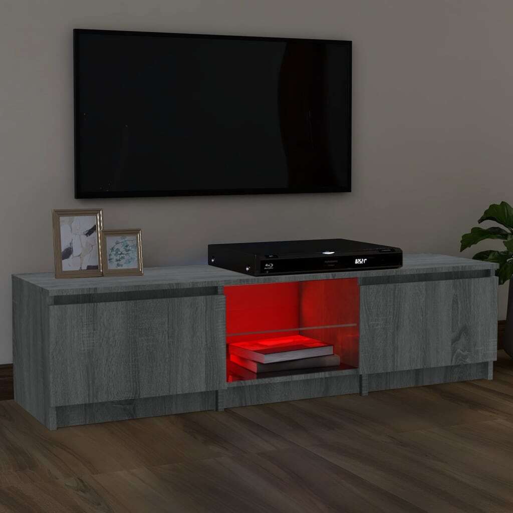 TV Cabinet with LED Lights Grey Sonoma 140x40x36 cm
