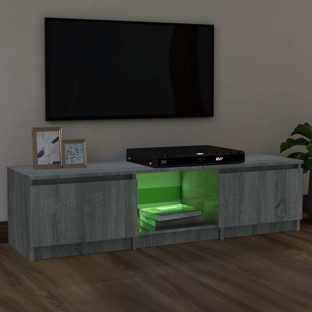TV Cabinet with LED Lights Grey Sonoma 140x40x36 cm