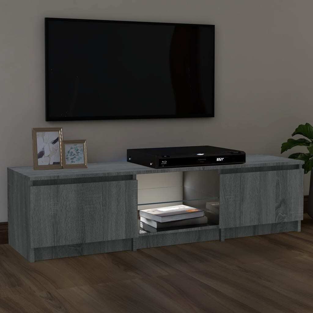 TV Cabinet with LED Lights Grey Sonoma 140x40x36 cm