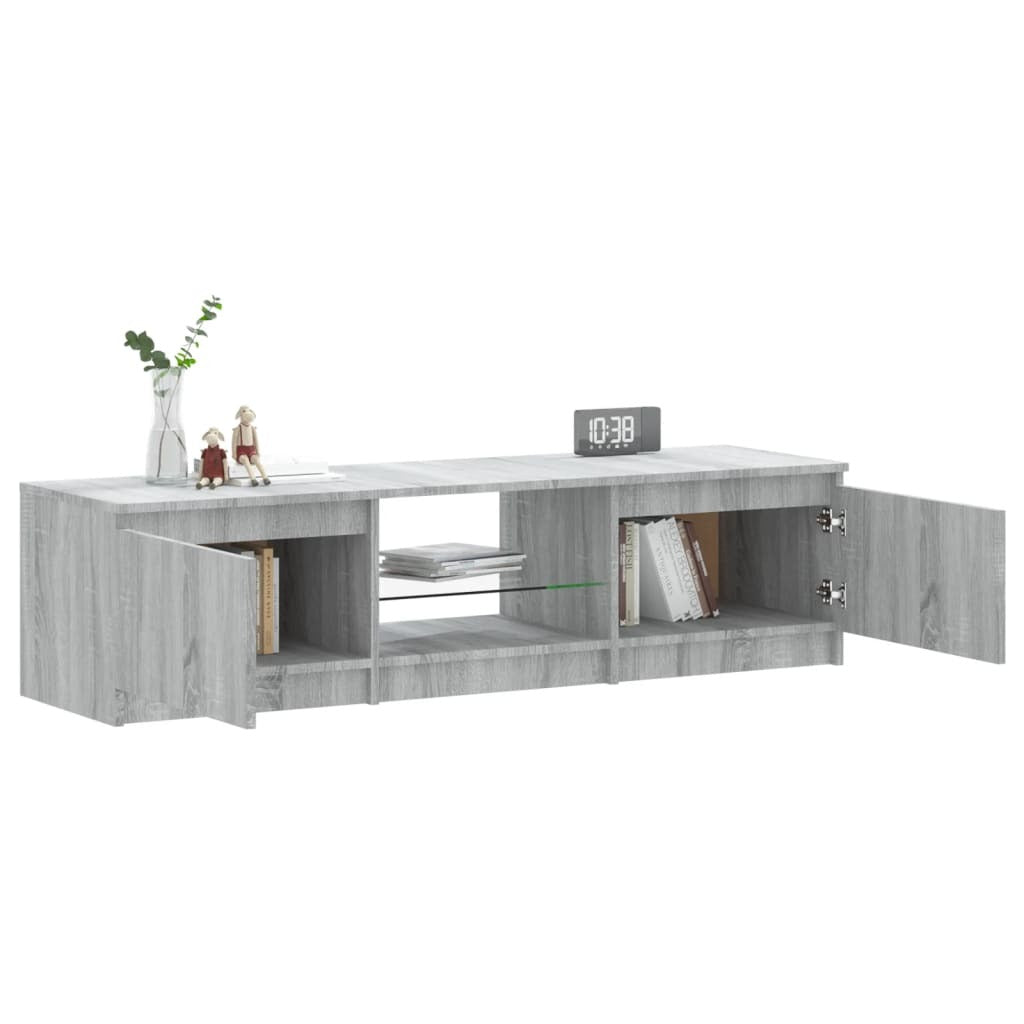 TV Cabinet with LED Lights Grey Sonoma 140x40x36 cm